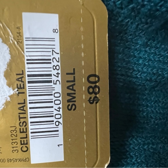 New Ryegrass teal cardigan sweater w/rhinestone buttons, a cashmere blend, S. - Picture 11 of 12